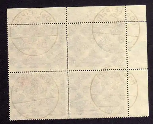 1237 SBZ 1949 Leipziger Frühjahrsmesse 231 Eckrand Viererblock Sonderstempel Ers