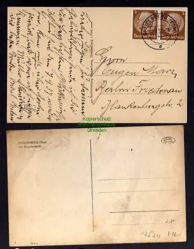 122211 2 AK Greiffenberg i. Pom. Am Karpfenteich 1937