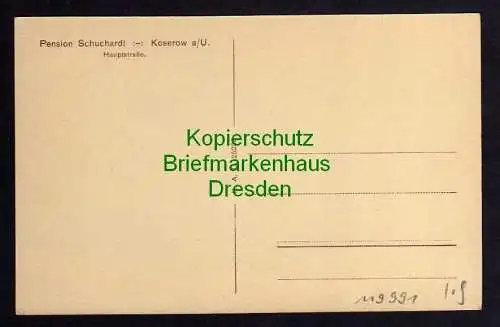 119991 AK Koserow Usedom um 1925 Pension Schuchardt Hauptstraße