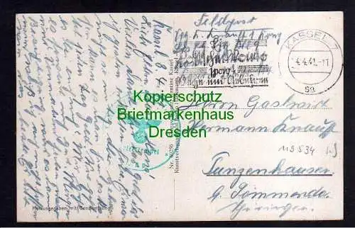 119534 AK Kassel Wittich Kaserne 1941 Feldpost grüner Briefstempel