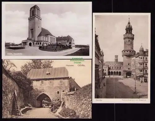 165840 3 AK Görlitz Kreuzkirche Finstertor Reichenbergerturm Kaisertrutz um 1925