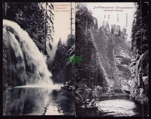 165706 2 AK Die Klammfamilie Edmundsklamm Wasserfall Böhmische Schweiz um 1910