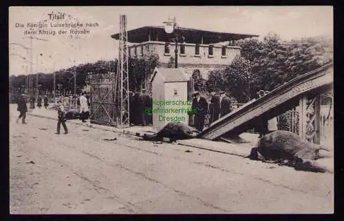 162028 AK Tilsit 1916 Sowetsk Kaliningrad Königin Luisebrücke Abzug der Russen