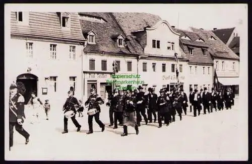 162006 AK Bernstadt Sachsen Markt Fest Umzug Fotokarte Geschäft Paul Seidler