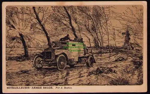 165762 AK Belgische Armee Maschinengewehr Wagen Auto 1917