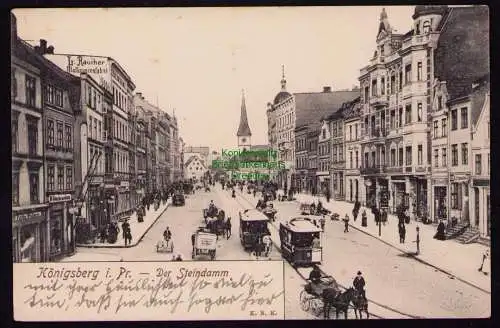 165826 AK Königsberg i. Pr. Der Steindamm Straßenbahn Pferdebahn um 1905