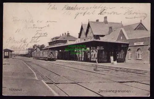 162038 AK Herning Jütland Dänemark 1910 Bahnhof Gleisseite Jernbanestationen