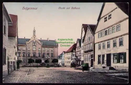 165685 AK Hofgeismar 1912 Markt m. Rathaus gedruckt 1909 Verlag Reinicke & Rubin