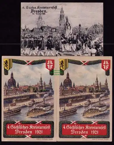 165818 3 AK Dresden 4. Sächsisches Kreisturnfest 1921 Festpostkarte 2 Festgruß