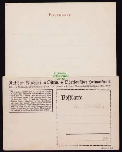 165790 2 AK Ostritz Totalansicht um 1905 Kirchhof 1920 Künstlerkarte A. Haupt