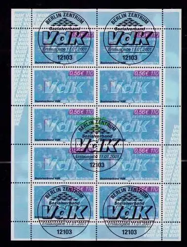 B18892 Deutschland 2001 Mi. 2160 VdK Zehnerbogen gemischt gestempelt / **