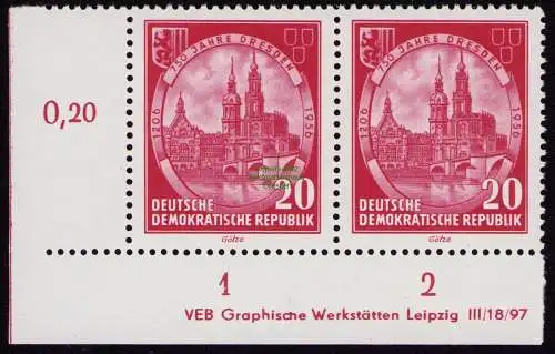 DDR DV 3662 525 ** 750 Jahre Dresden 1956