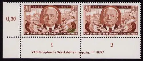 DDR DV 3624 443 ** 5 Jahre DDR Wilhelm Pieck 1954