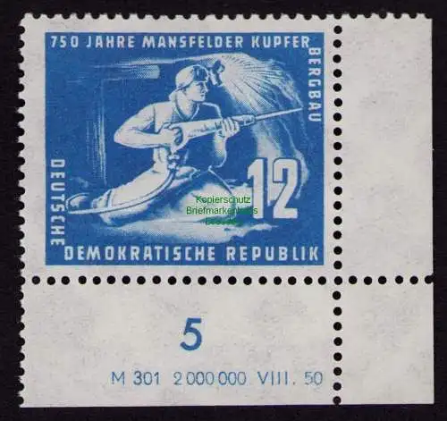 DDR DV 3568 273a DZ ** 750 Jahre Mansfelder Kupferschieferbergbau 1950