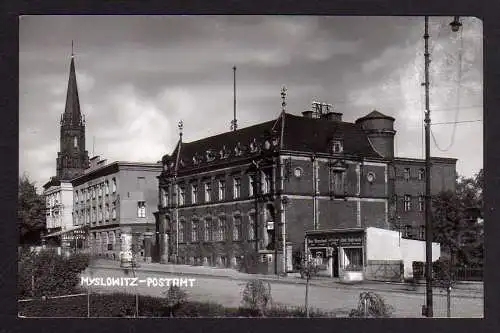 79307 AK Myslowitz Schlesien Postamt um 1940 Erfrischungs Halle Bier Ausschank