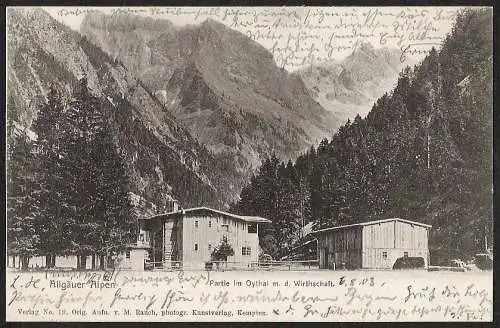 21569 AK Oytal m. Wirtschaft Allgäuer Alpen Oythalhaus, gelaufen 1903, Anschrift