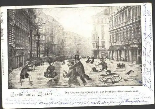 20997 AK Berlin unter Wasser Überschwemmung Invaliden Brunnenstraße U  1902