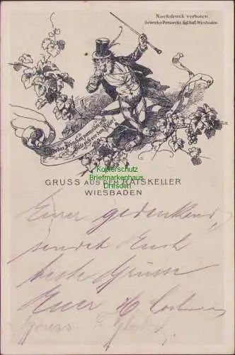 171668 AK Wiesbaden Gruss aus dem Ratskeller 1907