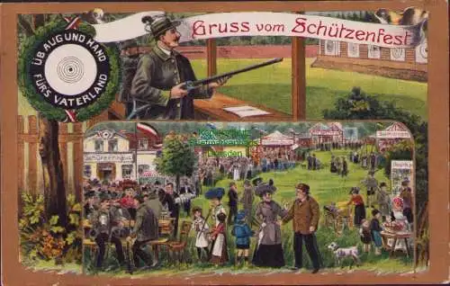 158694 Ansichtskarte Zwickau 1910 Gruss vom Schützenfest