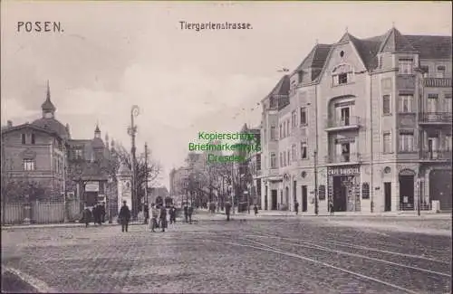 158560 AK Posen Poznan 1906 Tiergartenstraße Cafe Bristol gegenüber Trinkhalle