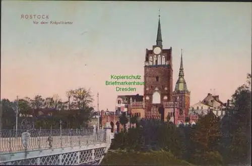 158679 Ansichtskarte Rostock 1911 Vor dem Kröpeliner Tor 1908