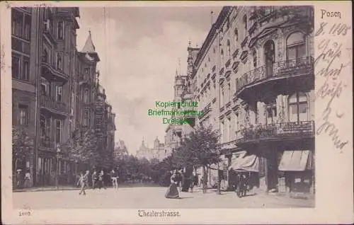 158593 Ansichtskarte Posen Poznan Theaterstraße 1905