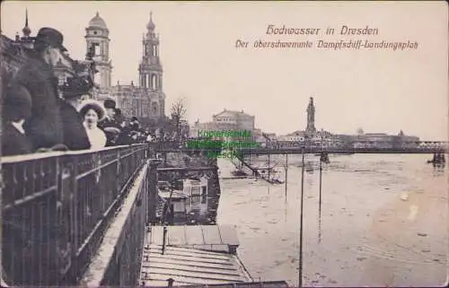 158608 Ansichtskarte Dresden Hochwasser Eisgang 1909  Der überschwemmte Dampfschiff