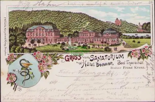 155844 Ansichtskarte Tharandt Litho 1897 Sanatorium und Hotel Donner