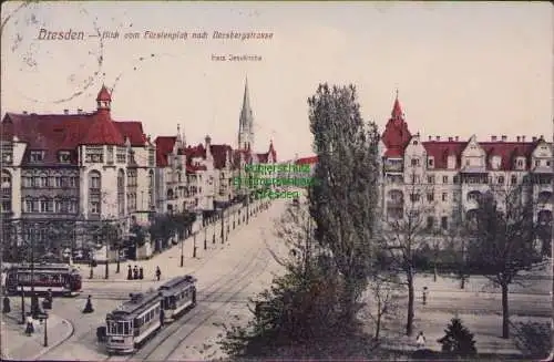 155743 AK Dresden Striesen Fürstenplatz 1913 n. Borsbergstraße Herz Jesu Kirche