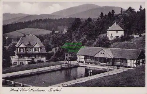 155600 Ansichtskarte Bad Charlottenbrunn Jedlina-Zdroj Freibad um 1935