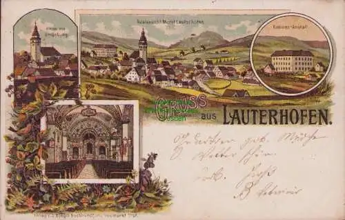 155634 Ansichtskarte Lauterhofen Litho 1898 Kirche Kretinen Anstalt Panorama