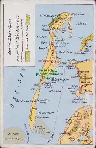 155759 Ansichtskarte Hiddensee 1936 Landkarten Ansichtskarte Spezial Wanderkarte