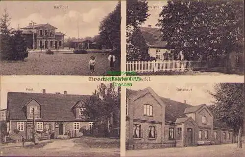 155572 Ansichtskarte Bredenfelde i. Meckl. Bahnhof Pfarrhaus Post Gutshaus 1914