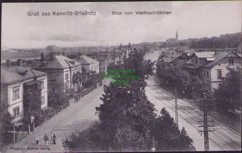 155733 Ansichtskarte Dresden Kemnitz Briesnitz Blick vom Wettinschlösschen um 1910