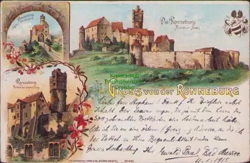 155781 Ansichtskarte Burg Ronneburg bei Altwiedermus Hessen Litho Zensur Graz um 1900