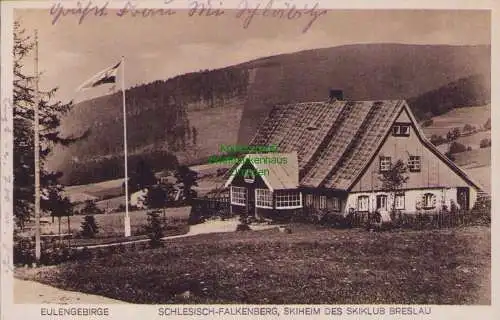 155687 Ansichtskarte Eulengebirge Schlesisch Falkenberg Skiheim des Skiklub Breslau 1929