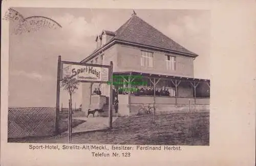 155563 Ansichtskarte Sport Hotel Strehlitz Alt Meckl. 1926 Besitzer Ferdinand Herbst