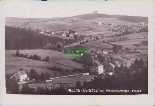 154987 Ansichtskarte Müglitz Voigtsdorf mit Mückentürmchen Erzgebirge Fotokarte um 1920