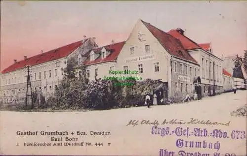 154906 Ansichtskarte Grumbach Bez. Dresden Gasthof Paul Bohr um 1915