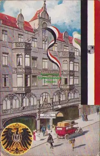 154975 AK Dresden Altstadt 1907 Hotel Hohenzollernhof Künstlerkarte