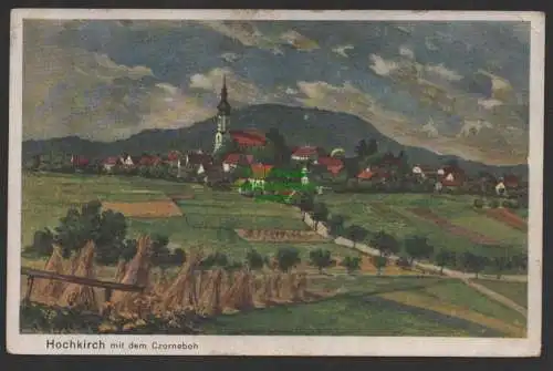 154465 Ansichtskarte Hochkirch mit Czorneboh Künstlerkarte um 1920