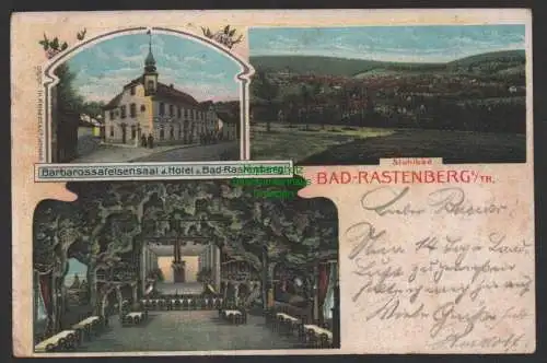 154374 AK Bad Rastenberg Thür. 1903 Barbarossafelsensaal d. Hotel