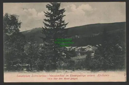 154426 Ansichtskarte Sanatorium Schreiberhau Weissbachtal im Riesengebirge Hochstein 1920