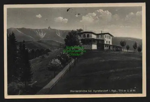 150616 AK Bismarckhöhe bei Agnetendorf Riesengebirge 1933 Jagniatkow