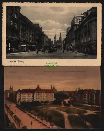 150669 2 Ansichtskarte Liegnitz Legnica 1916 Hindenburgplatz Auguste Viktoria Oberlyzeum