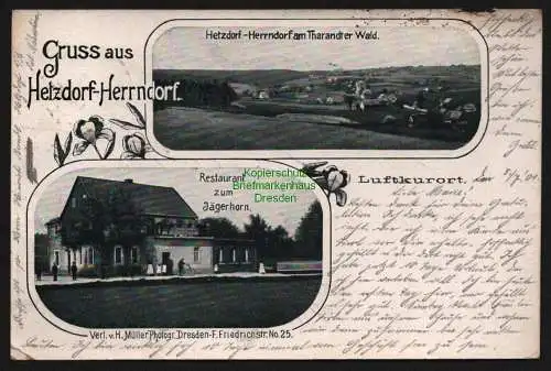 150571 AK Hetzdorf-Herrndorf Halsbrücke Restaurant zum Jägerhorn 1901