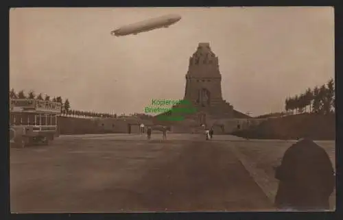 148971 Ansichtskarte Leipzig Völkerschlachtdenkmal 1913 Fotokarte Zeppelin Fotomontage