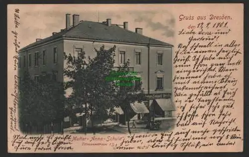 149039 Ansichtskarte Dresden Mutter Anna Schule 1902 Tittmannstraße 13