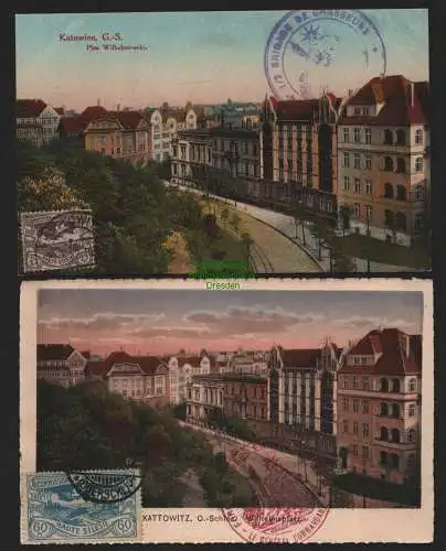 148945 2 Ansichtskarte Kattowitz Katowice 1920 Wilhelmsplatz