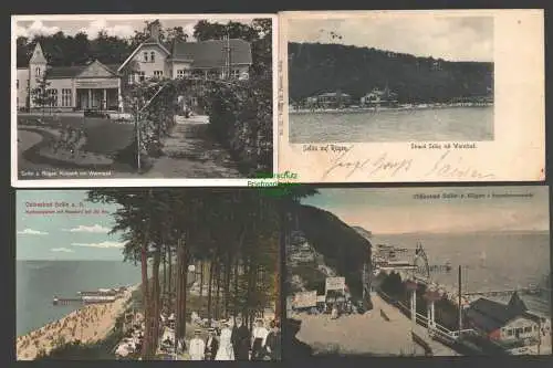 140889 4 AK Ostseebad Sellin Rügen Strandpromenade 1924Warmbad 1903 Kurpark